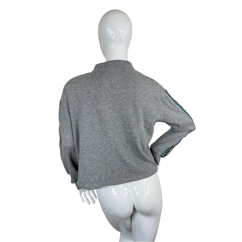 NASA metallic stripes embroidery logo cropped grey pull over light sweater XL - Picture 10 of 14